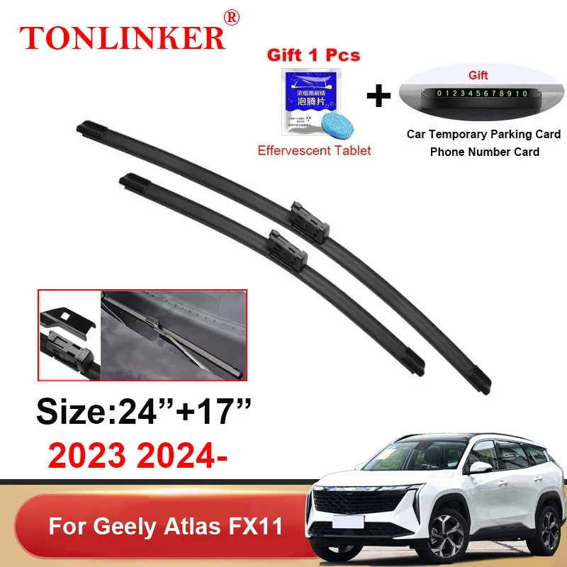 TONLINKER Car Wiper Blades For Geely Atlas FX11 2024 2.0TD DCT Car Accessories Front Rear Windscreen Wiper Blade Brushes Cutter