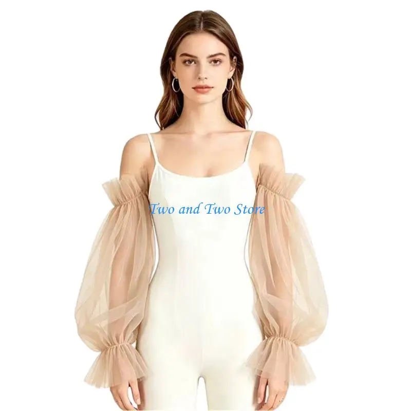 HX6F Breathable Tulle Bride Sleeves Elegant Accessories For Wedding Photography And Evening Occasion With Sheer Puff Design