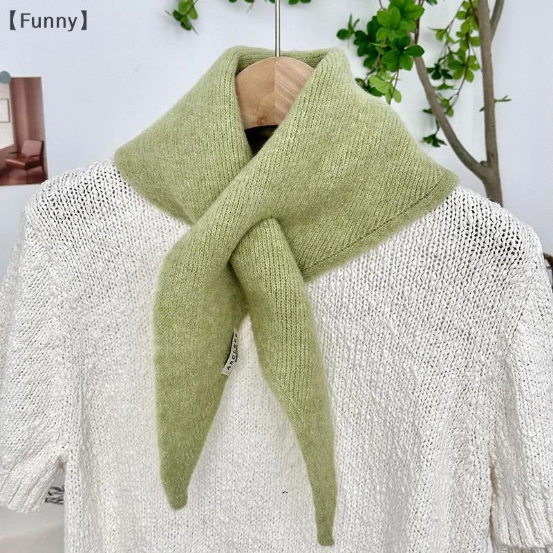 〔Funny〕Wool Knitted Knitted Scarf Multi-functional Warm Triangular Scarf Headscarf Winter Warm Knitting Neckerchief Hair Wrap