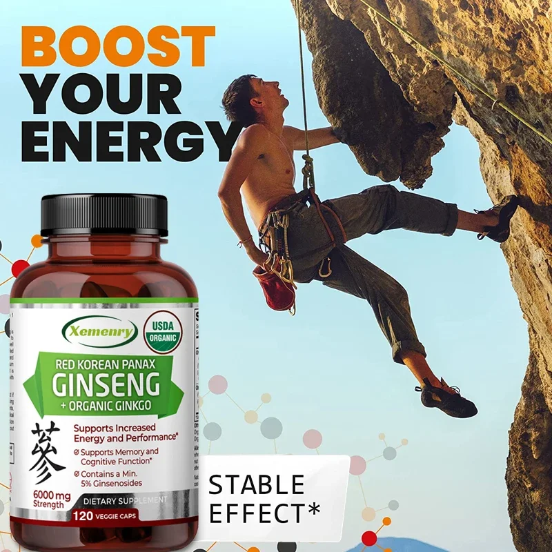 Maximum Potency Red Korean Ginseng 20:1 Concentrated Extract 6000 Mg, 5% Ginsenosides, Concentrated Root Extract 120 Capsules