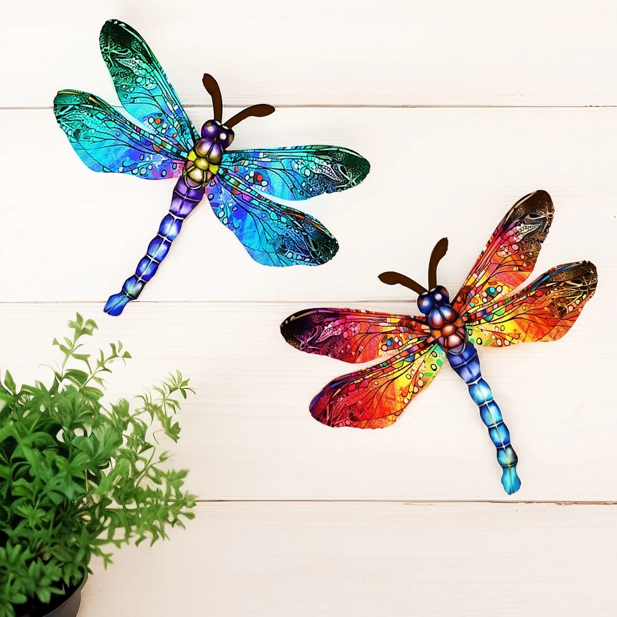 Vintage 3D Metal Dragonfly Wall Art Hanging Decor Wrought Iron Wall Hanging Sculpture Garden Home Party Decoration