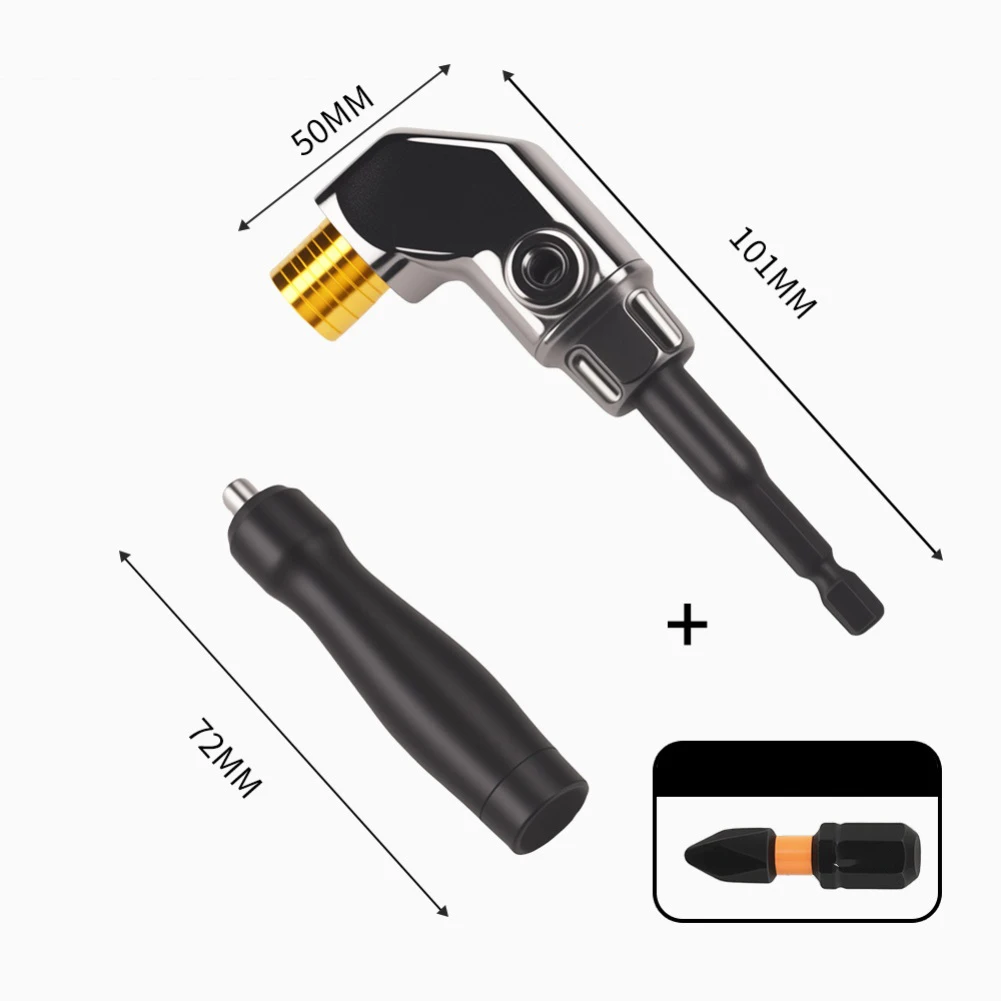 90 °   Adattatore per trapano ad angolo retto Strumento perfetto per spazi restriti Prestazioni di lunga durata per tutte le tue esigenze di perforazione e avvitamento