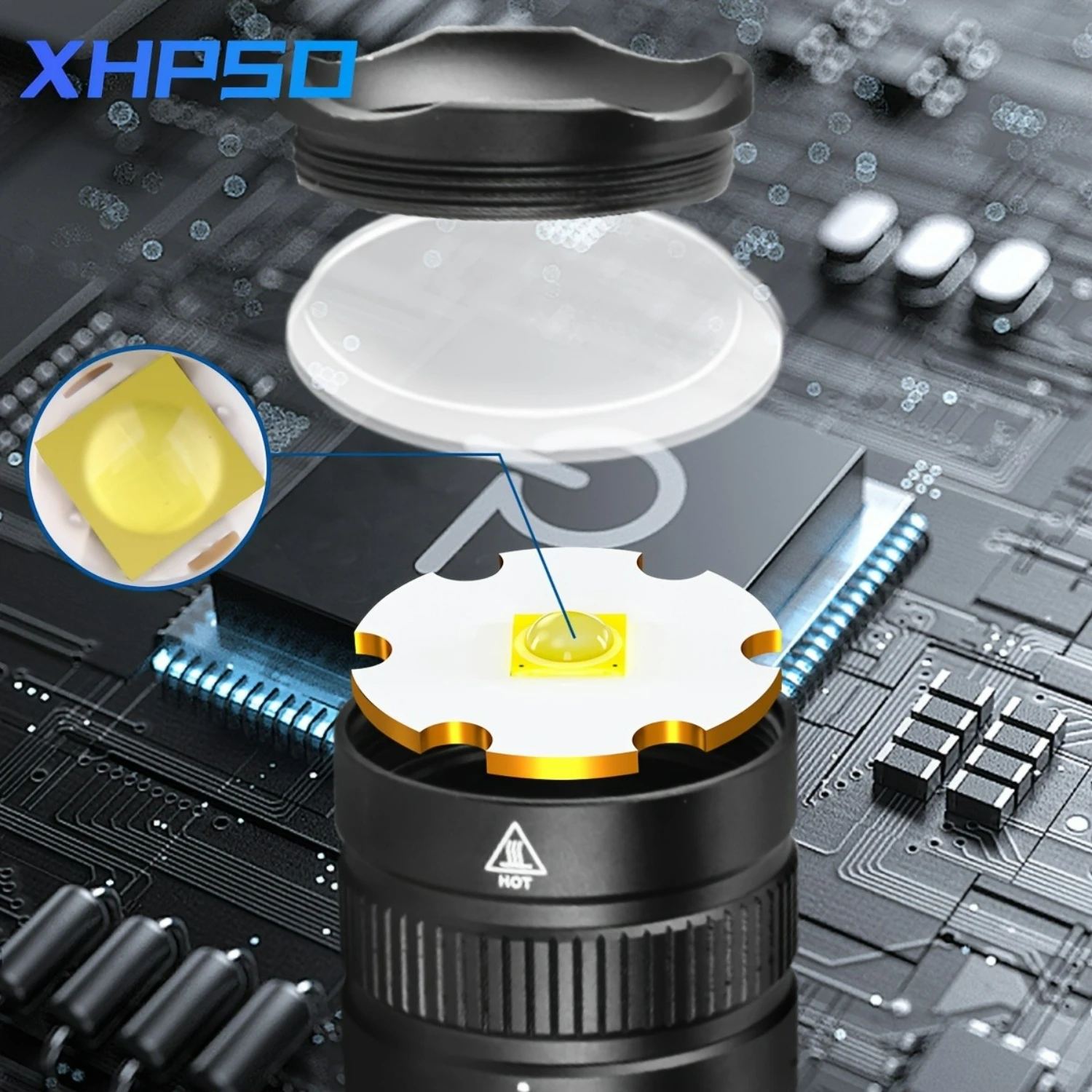 

High Lumen Super Bright Waterproof Rechargeable XHP50 LED Flashlight with Adjustable Focus - 5 Modes for Camping, Boating, Emerg