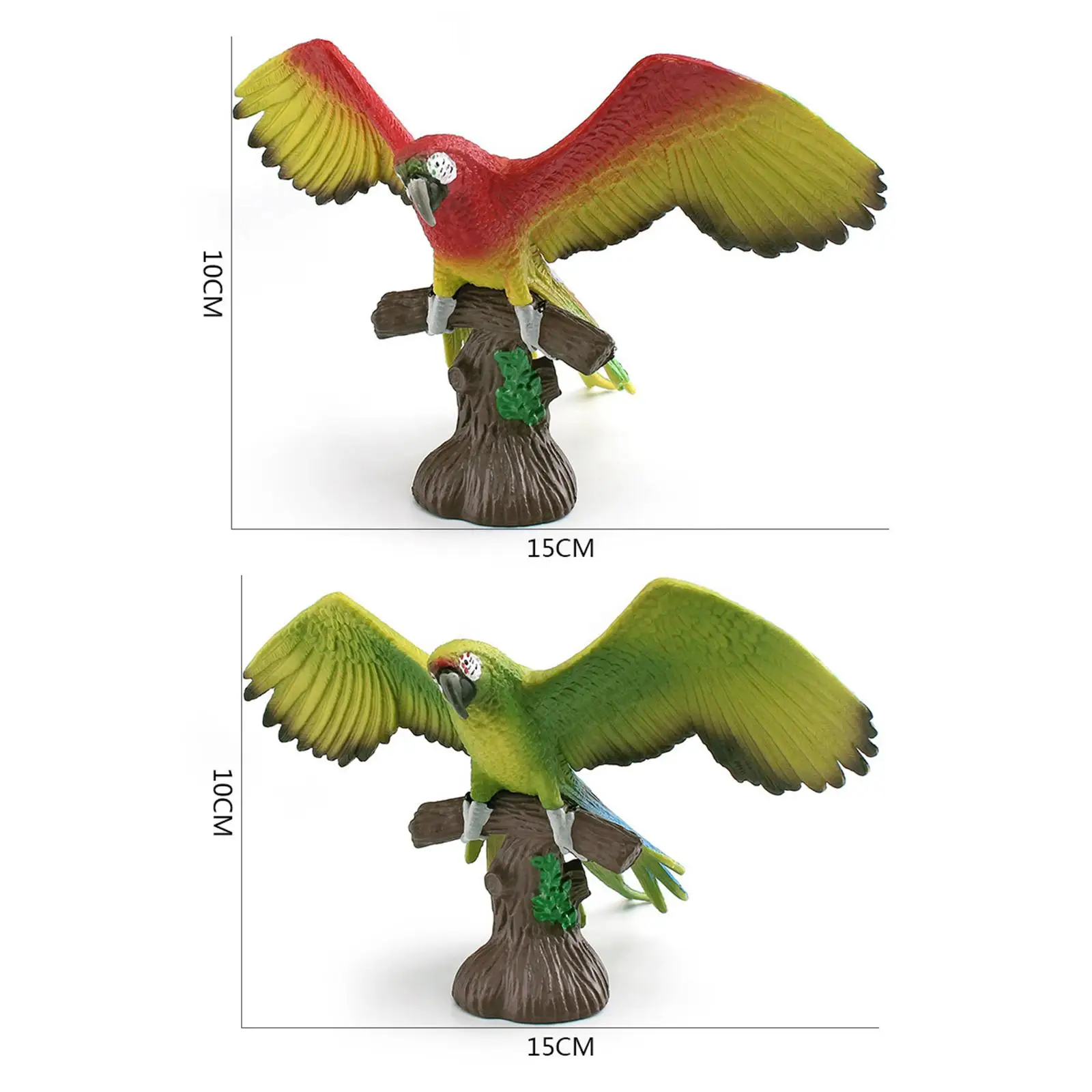 Parrot Figurines Bird Playset Parrot on Branch Model, Miniature Macaw Ornament for Desktop Decor Birthday Gifts