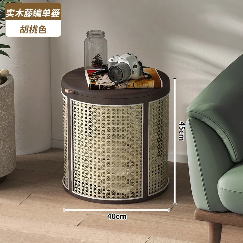 Table basse de balcon en rotin, rangement rond, panier pour vêtements sales, chevet, salon, canapé, petite table d'appoint