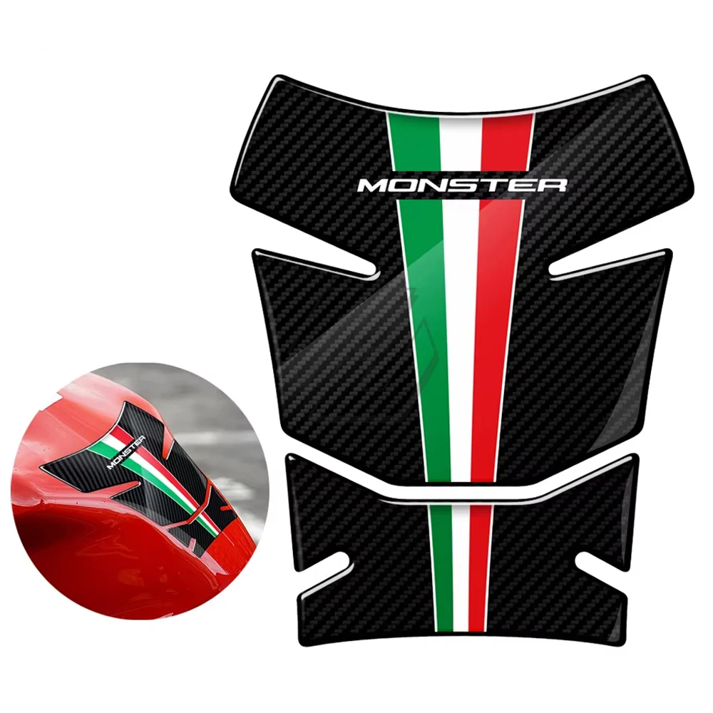 3D Resin Carbon Look Motorcycle Gas Tank Pad Protection Decals For Ducati Monster 600 620 695 750 800 900 1000