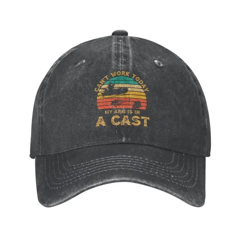 Fishing I Can't Work Today My Arm Cast Baseball Cap Sports Women Men's Adjustable Retro fisher Dad Hat Autumn