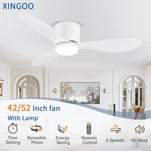 42Inch Mount Ceiling Fan Light with 3 Colors, 6 Speeds, Timing, Low Profile Ceiling Fan with Remote Control  Bedroom Dining Room