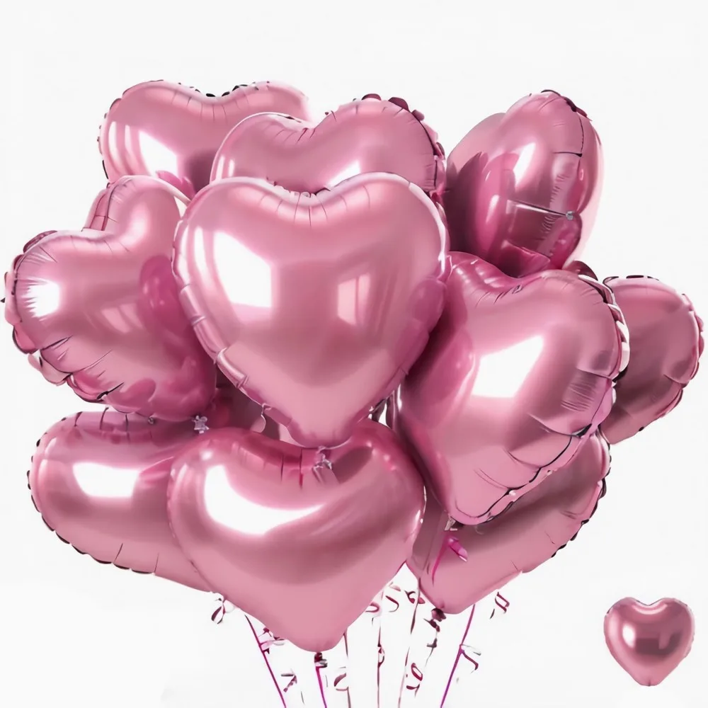 5/10Pcs 18inch Pink Love Heart Shape Foil Balloons Wedding Decoration Birthday Party Gift Home Room Decor DIY Aluminum Air Balls