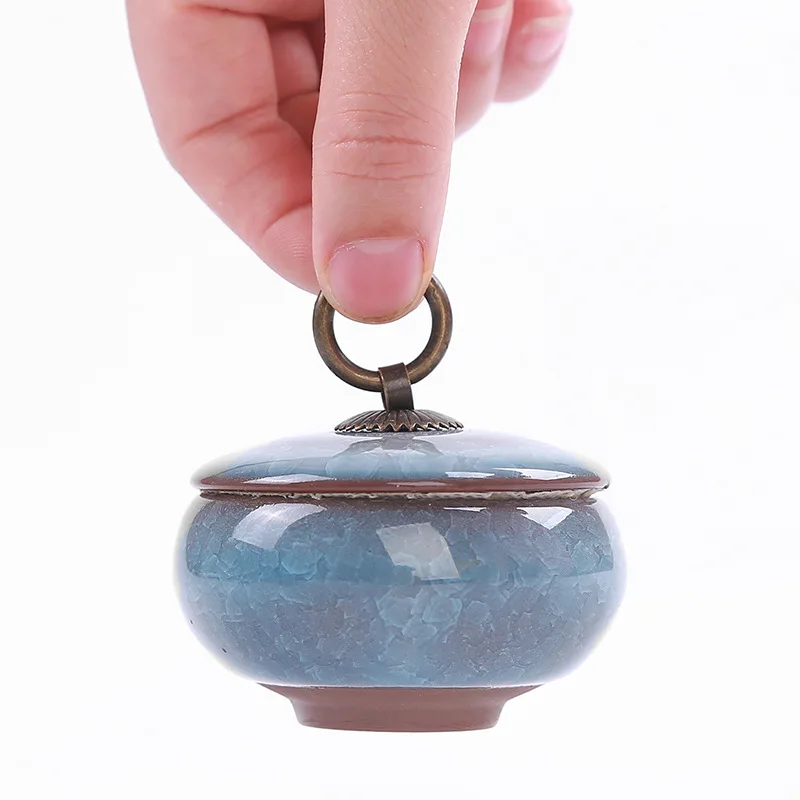 Creative Crack Ceramic Airtight Jar Portable Travel Tea Caddy Mini Porcelain Storage Jar Jewelry Box Container Home Decor Modern