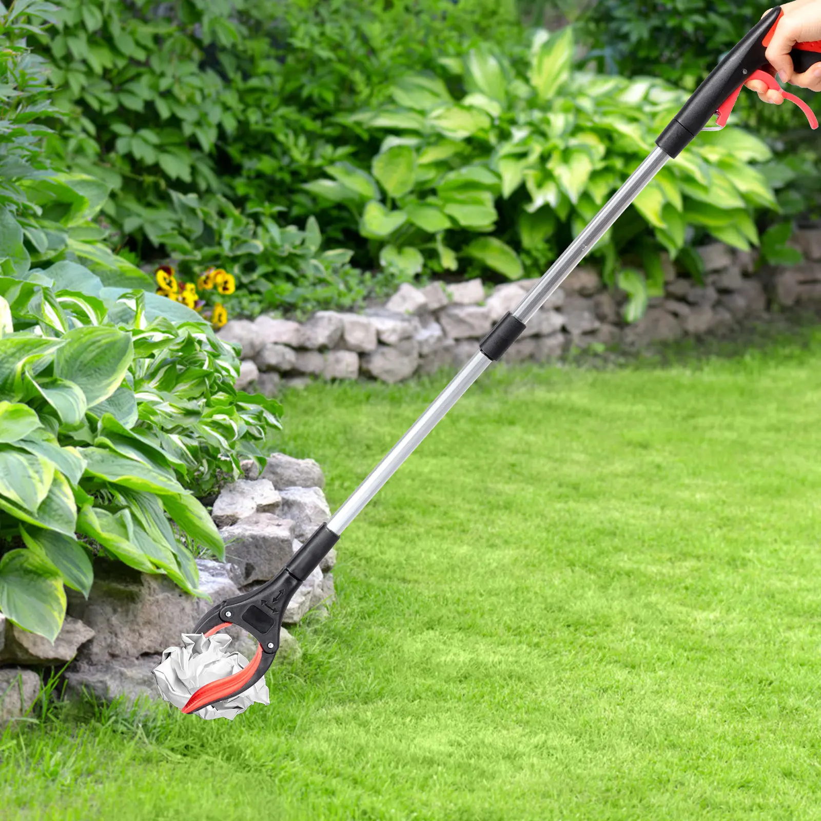 Heavy Duty Foldable Trash Picker Grabber Tool Long Reach Garbage Clamp for Home Outdoor Cleaning