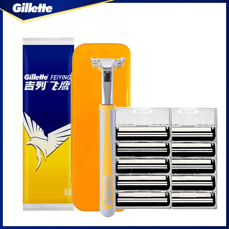 

Gillette Manual Safety Razor Vector 2nd Gen Men's Shaver 2-Layers Blades Hair Removal Beard Shaving Razor 1 Handle 10 pcs Blades