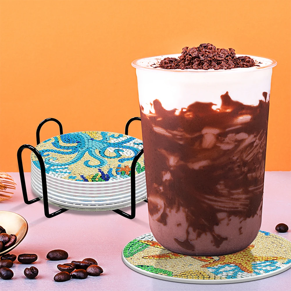 6 قطعة/المجموعة DIY الماس اللوحة كوستر ماندالا شرب كوب وسادة غير زلة مفرش طاولة العزل سادة اكسسوارات المطبخ