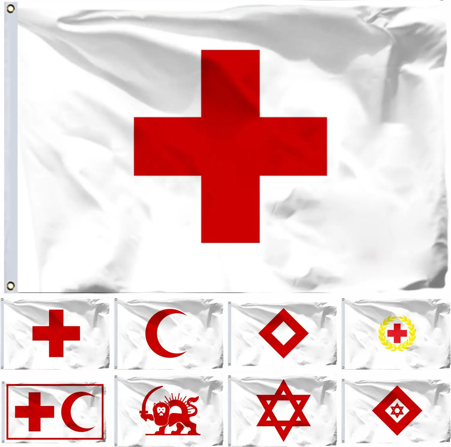 Red Cross Flag 90x150cm 3x5ft Red Lion with Sun Flags and Emblem IFRC Banners