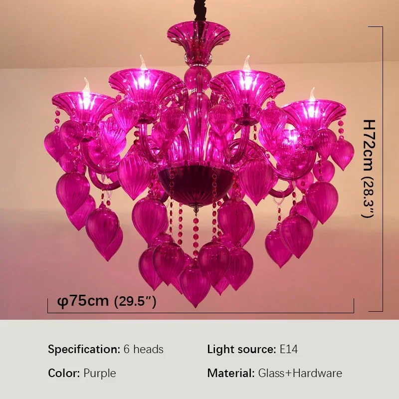 VIOLET European Pendent Lamp Red Candle Lamp Luxury Art Living Room Restaurant BedroomVilla Hotel KTV Chandelier