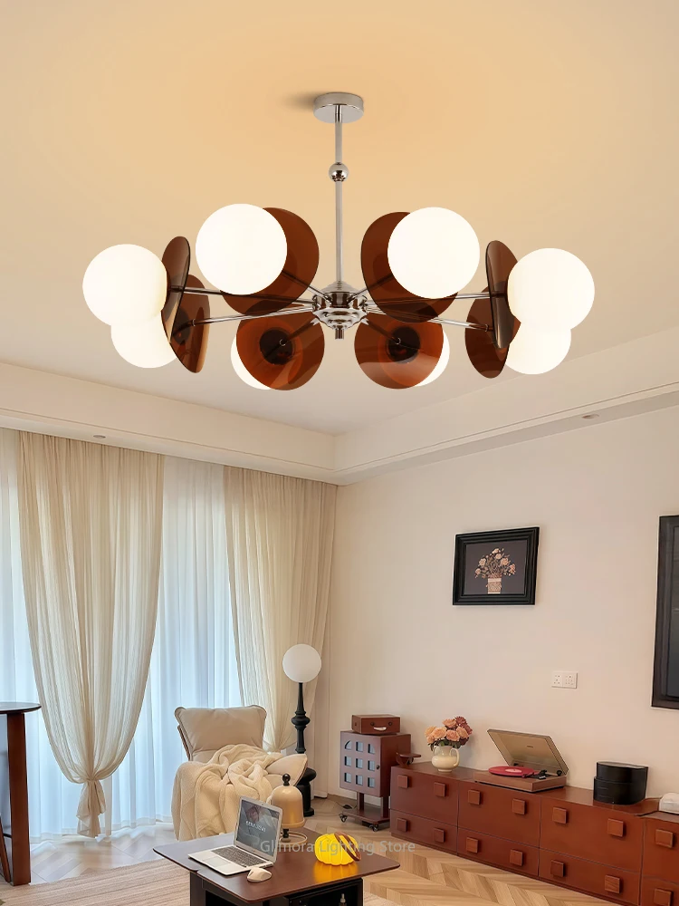 

Retro Glass Pendant Light, Mid-Century Modern Chandelier, A Stylish Statement for Living Room, Bedroom French Vintage Decor