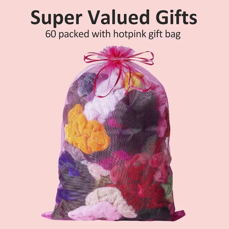 60 Paket Ikat Rambut Beludru, Ikat Rambut Tanpa Merusak untuk Wanita, Gadis, Anak-Anak - Rambut Tebal, Keriting, Tipis