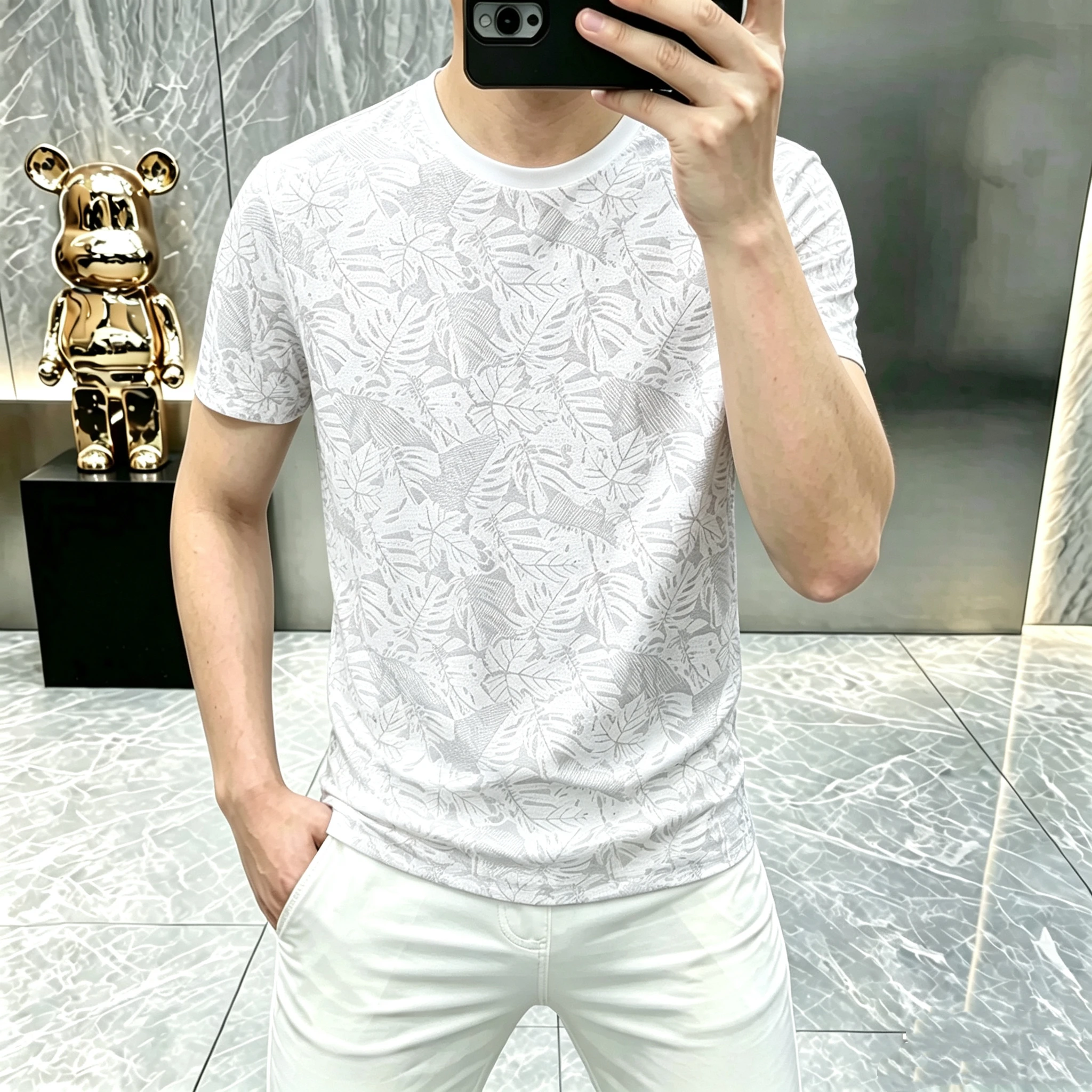 2026 Summer New Style Men's Loose Short-Sleeved T-Shirt Round Neck Half Sleeve Lightweight Breathable Solid Color Polo Shirt Top — купить у AliExpress WW