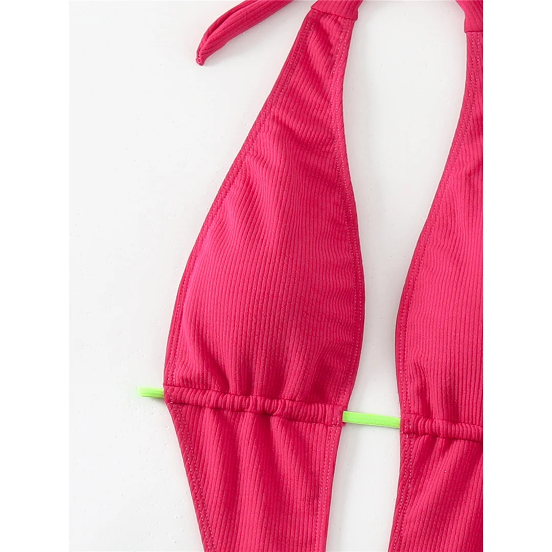 Badeanzug für Damen mit tiefem V-Ausschnitt, rückenfreiem Design und hohem Beinausschnitt, einteiliger Badeanzug, Wickel-Monokini, Badebekleidung, Badeanzug V5610 – Detail 11