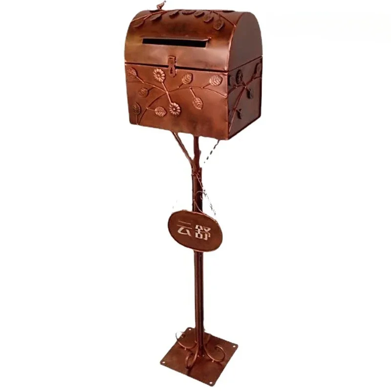 European Wrought Iron Villa Mailboxes Letter Box Outdoor Mailbox Garden Rain-proof Inbox Wedding Props Box Home Inbox Vertical