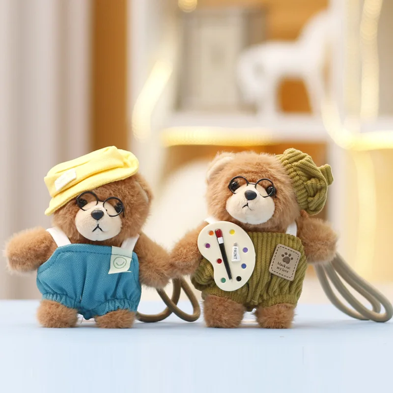 

Креативная плюшевая кукла-медведь художника, милая сумка, очаровательная кукла, маленькая подвеска, очаровательный подарок для девочек, которые подарят друзей и родинам на день рождения