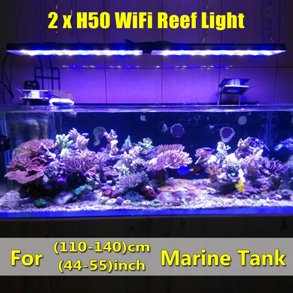 PopBloom-H54 WiFi Marine LED Aquarium Light, Full Spectrum Reef Aquarium LED Light for 120cm/48