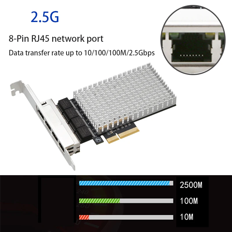 Gigabit Pci-e Netwerkkaart Rj45 Spel Pcie Kaart Voor Desktop Pc Gaming Adaptieve RJ-45 Lan Adapter Snelle Ethernet 2.5Gbps Lan Kaart