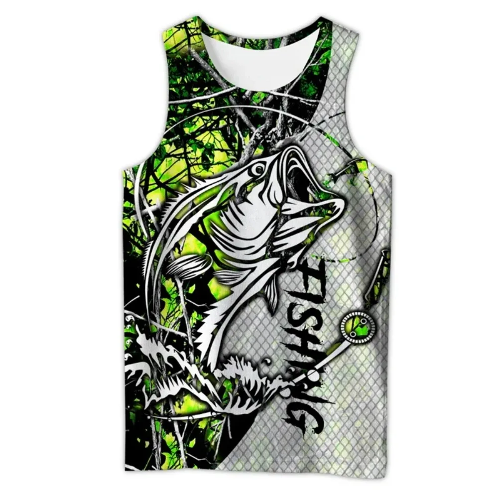 

Fishing Beautiful Pattern 3D Printed Men Shirt Vest Harajuku Fashion Sleeveless T-shirt 2025 Summer Streetwear Quick-drying Tops