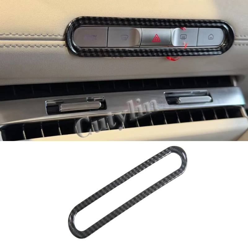 LHD ل MG 4 MG4 EV 2026 2027 ألياف الكربون الداخلية مركز التحكم نافذة التبديل والعتاد التحول لوحة منفذ الهواء غطاء أزرار الكسوة #5