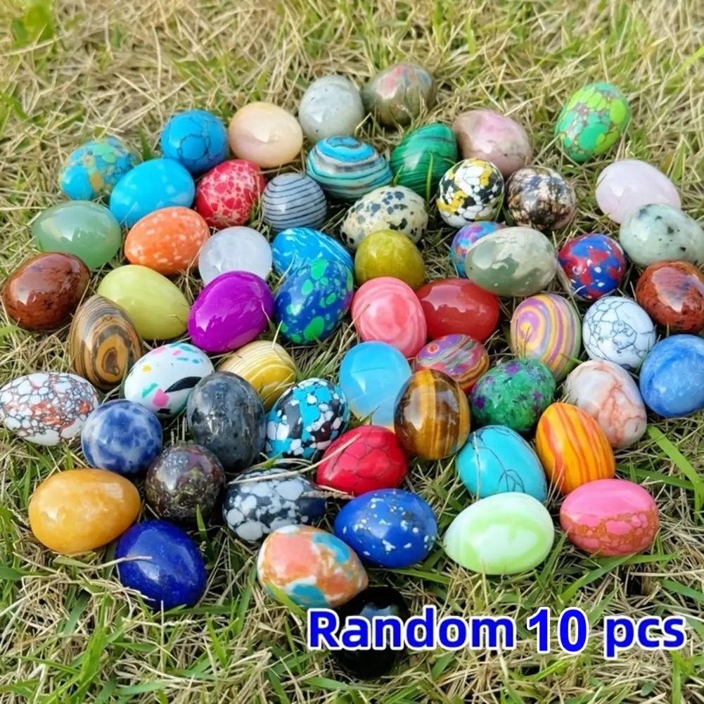 10 Pcs 20mm Crystal Easter Eggs Mini Natural Stone Egg Ornaments Collectible Egg Gems for Easter Decoration Easter Basket Stuffe