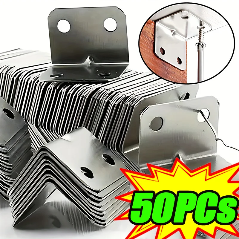 

10-50pcs Stainless Steel Corner Brackets 90 Degree Right Angle Fixed Bracket Universal Wood Furniture Bedframe Cabinet Bracket