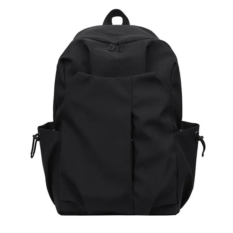 Simple Trendy School Bag Large Capacity Student Korean Style Solid Color Travel Backpack for Men and Women