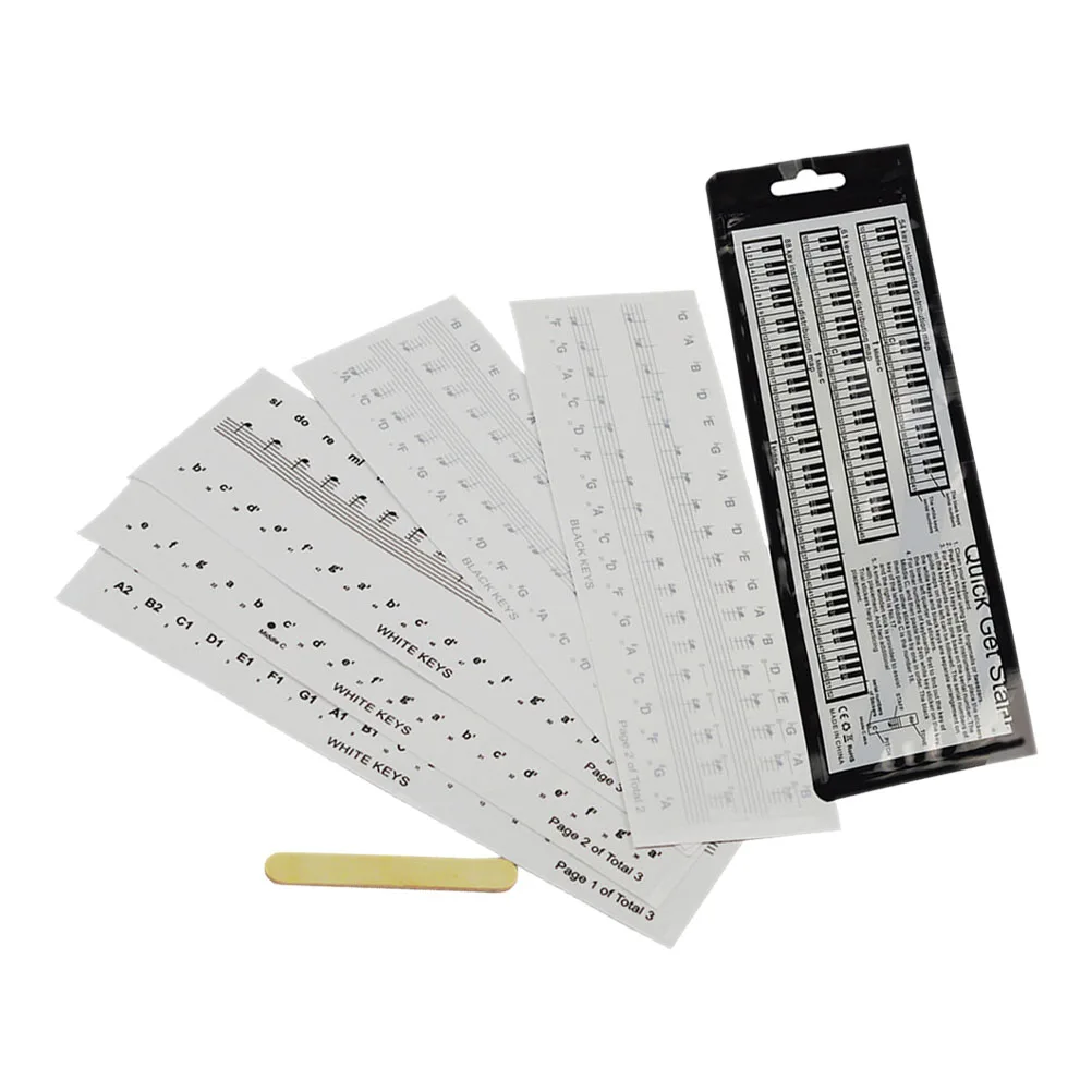

6pcs Piano Key Stickers Keyboard Labels Learning Notes White PVC Decals for 88 76 61 54 36 Keys Easy Stick Removable