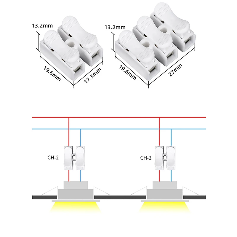 Conector de Cable de 20 piezas, conector de Cable de empuje rápido, Terminal de abrazadera de resorte para iluminación y cableado automotriz, electricidad