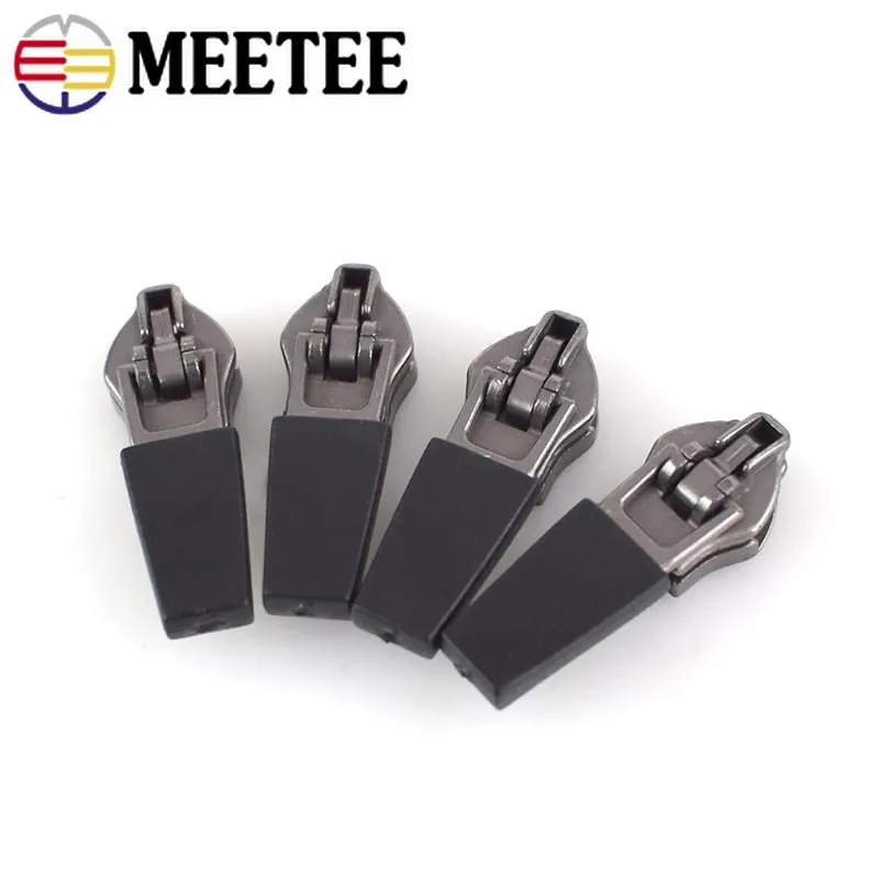 10Pcs Meetee 3# 5# Zipper Puller Slider for Waterproof Invisible Nylon Zippers Reverse Decorative Zip Head Sewing Accessories