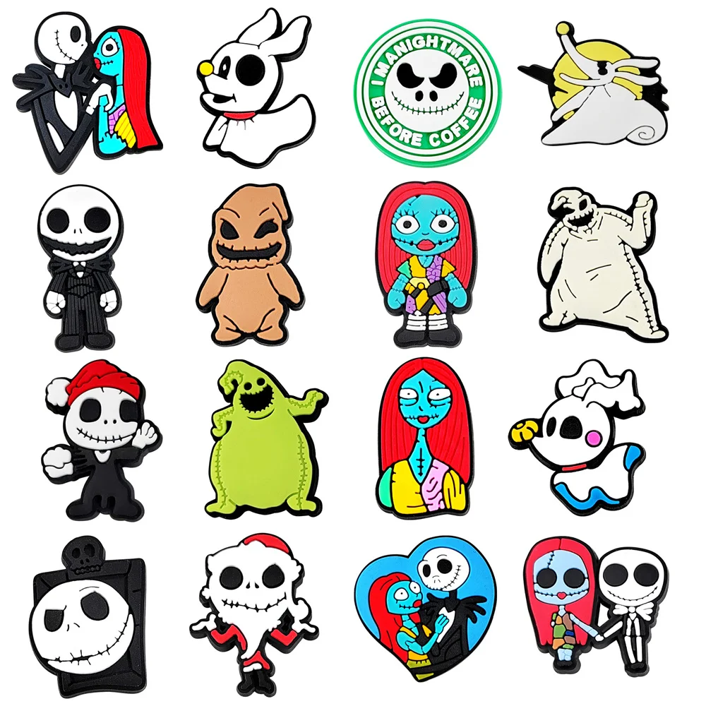 12-25 Stück Cartoon Schuh Charms Film Nightmare Before Christmas Schuhe Zubehör Dekoration Schädel Jack Shaped Clog Sandale Schnalle – Detail 5