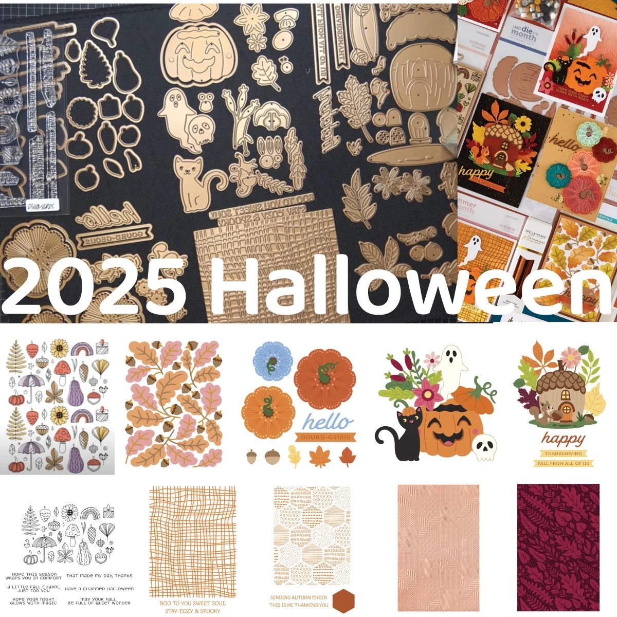 

2025 Halloween Pumpkin Cat Metal Cutting Dies Clear Stamps Stencil Hot Foil Wax Stamper For DIY Decorating Scrapbook Paper