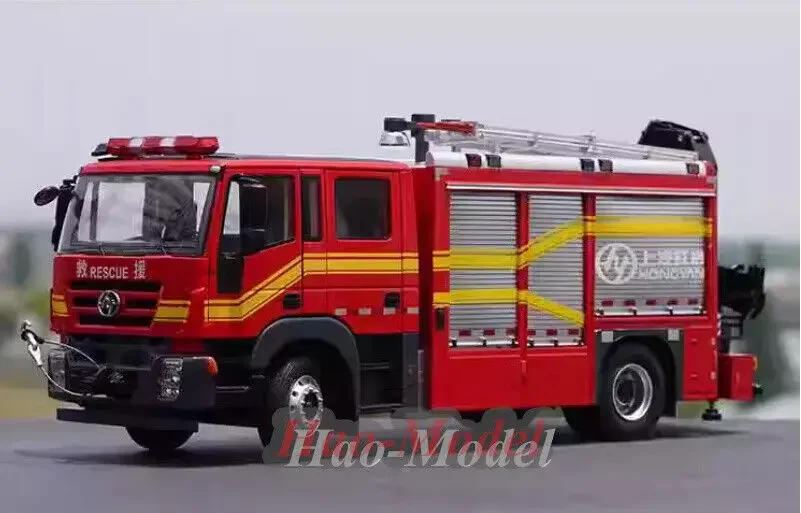 1/24 para saic iveco genlyyon350 motor de bombeiros liga diecast modelo de carro crianças presente aniversário hobby exibição coleção ornamentos vermelho