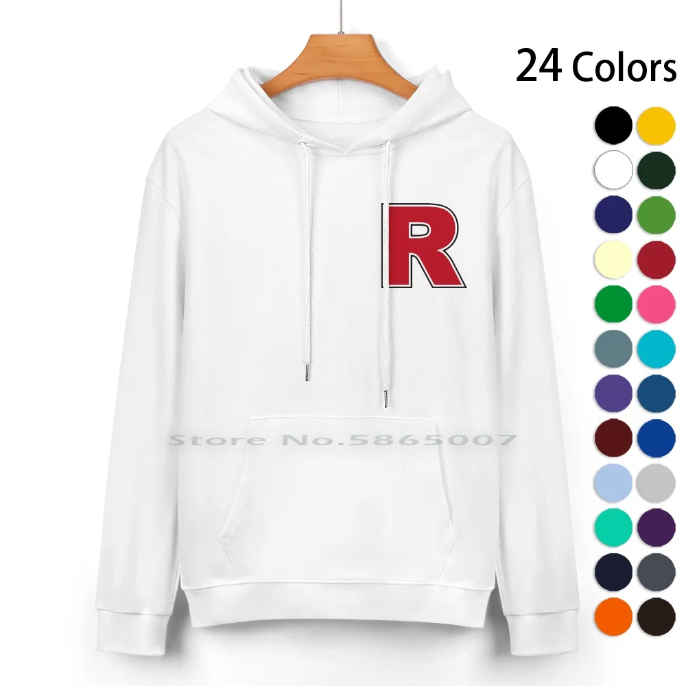 Red Letter R Pure Cotton Hoodie Sweater 24 Colors Generation Pocket Monsters Team Rocket Hideout Headquarters Evil Corrupt Bad