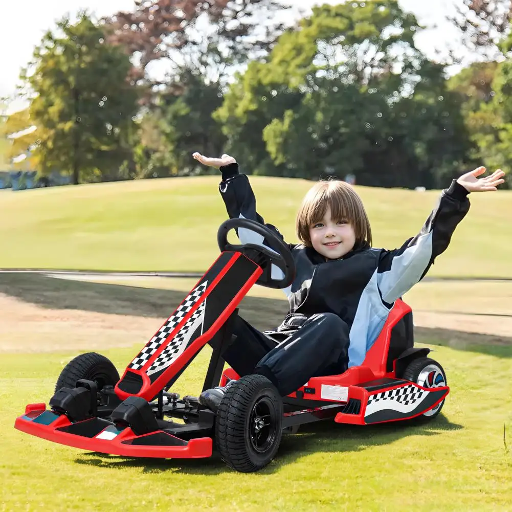 Go Kart elettrico 36V per bambini Kart da drift 16 MPH con motore da 350 W Drift/Modalità sport Regolazione della lunghezza Telaio in metallo Kart ad alta velocità