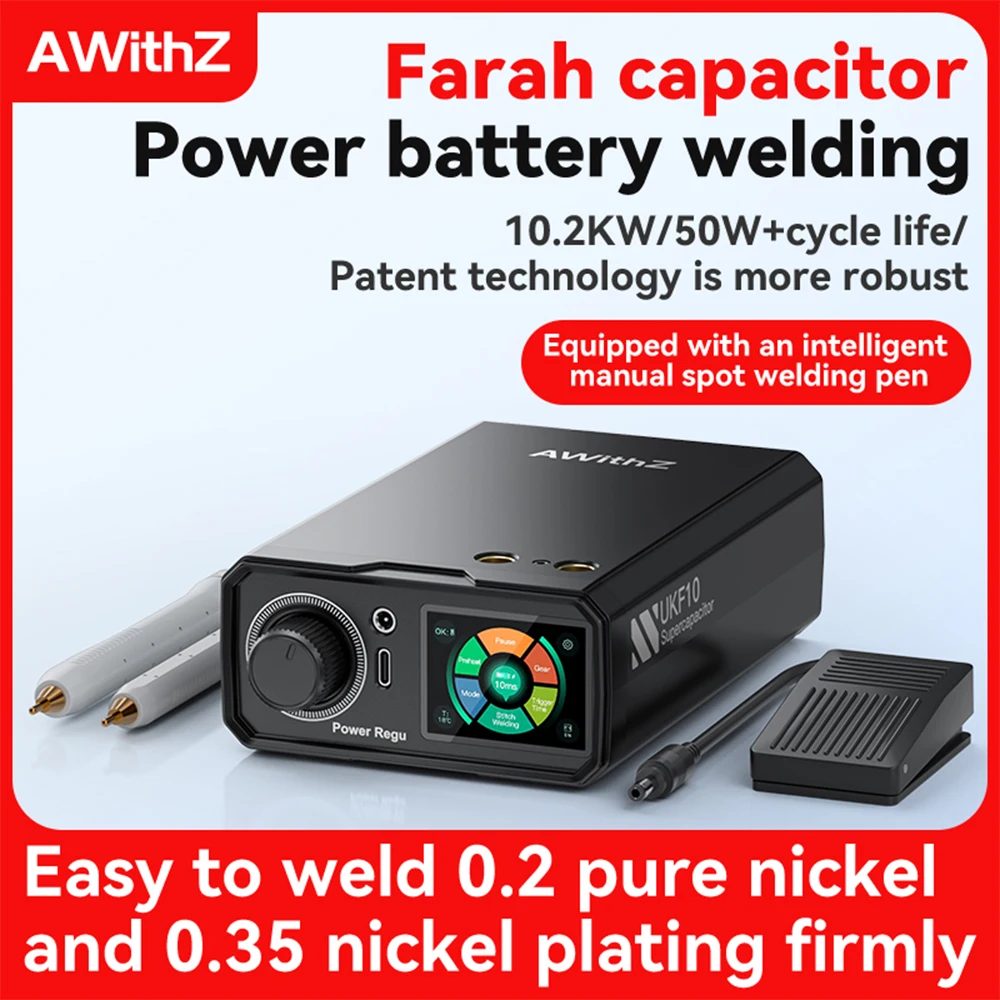 AWithZ UKF10 Spot Welder Super Farad Capacitor Spot Welding Machine 18650 Lithium Battery DIY Nickel Sheet Welding