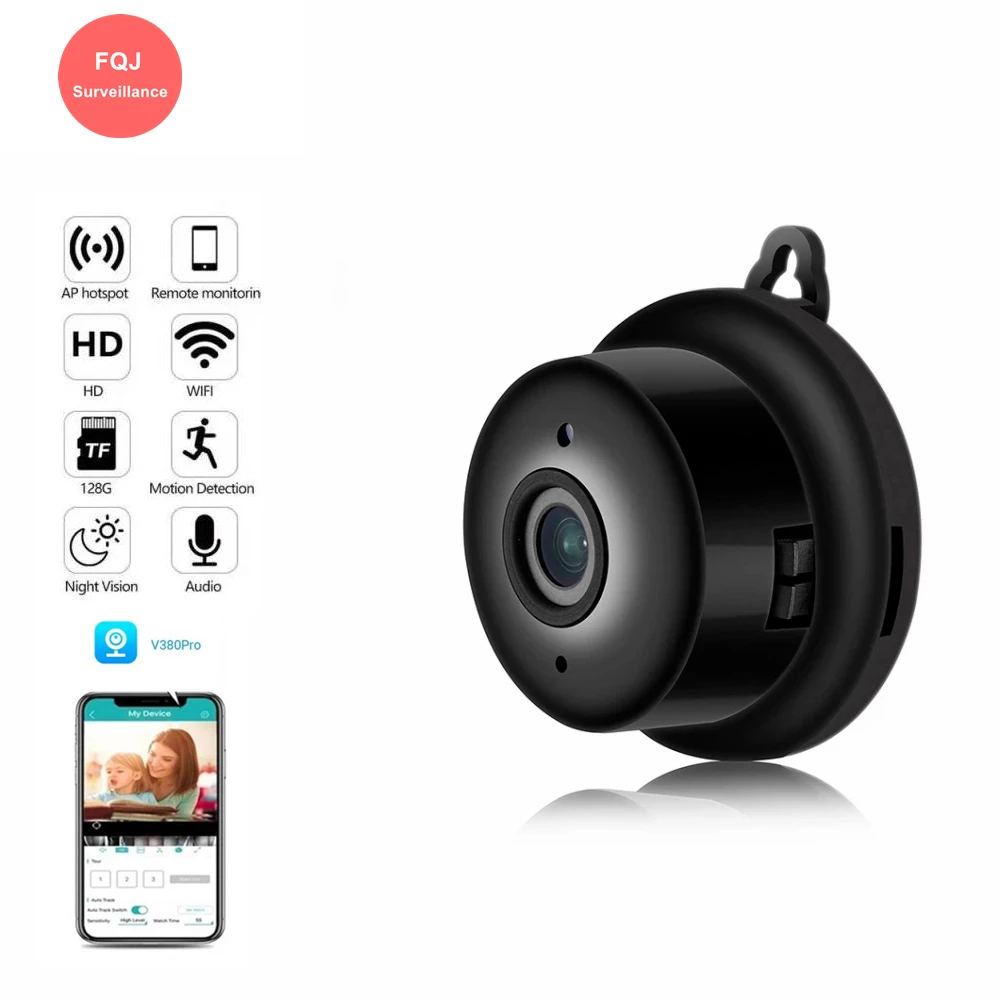 V380 Pro Mini Surveillance WIFI Camera HD 1MP Wireless Indoor Camera Night Vision Two Way Audio Motion Detection Baby Monitor