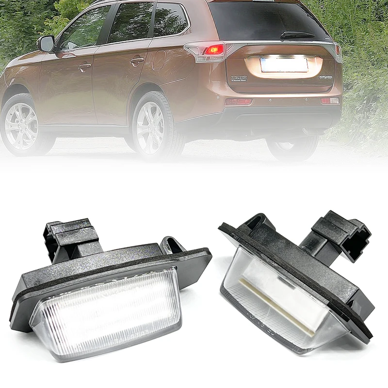 

2 шт. для Mitsubishi Outlander, Eclipse, Lander, Galant, Xpander, i-MiEV: белые светодиодные фонари подсветки номерного знака
