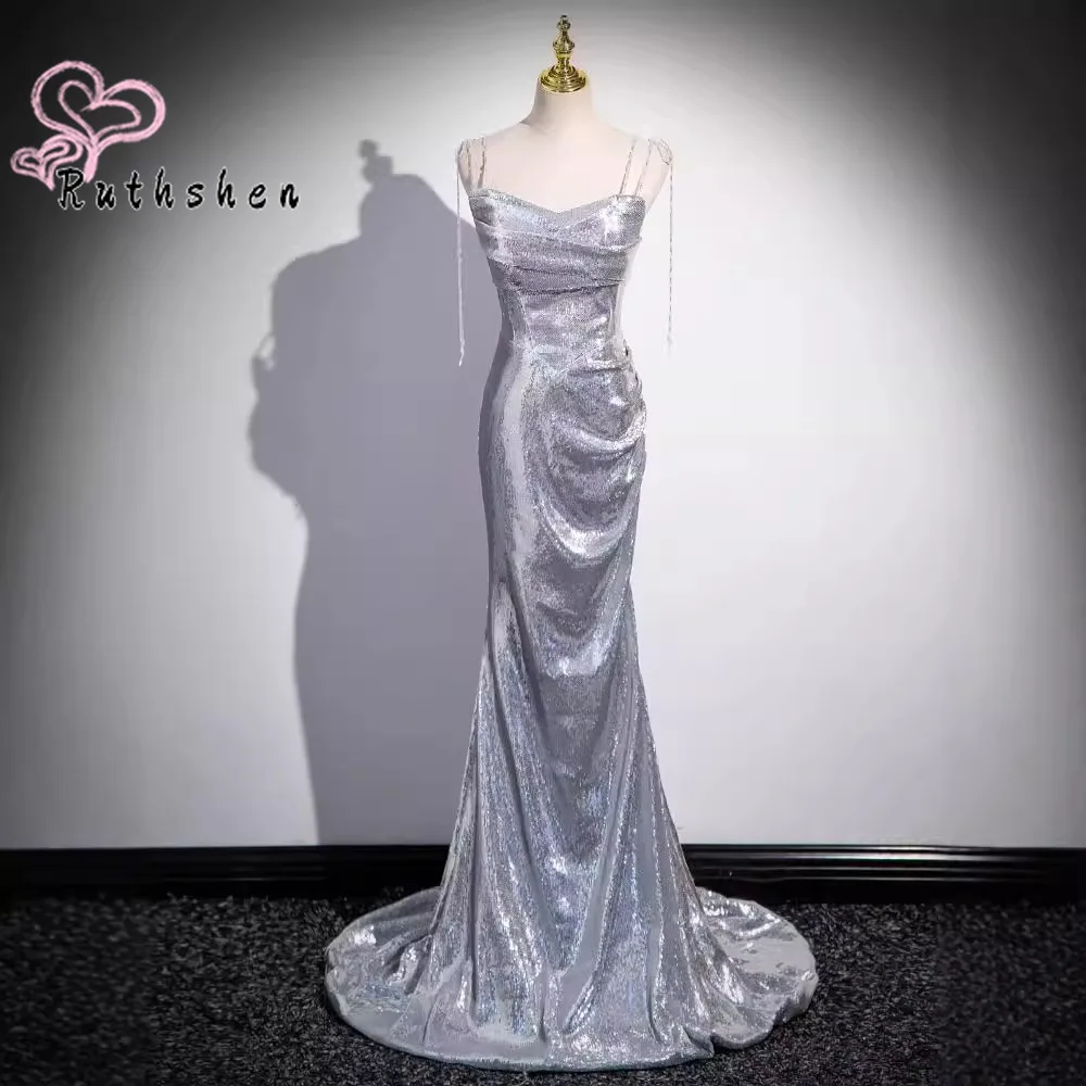 

Платья для выпускного вечера 2025 Серебряные блестки Роскошное облегающее платье Vestido De Gala Noche Mujer Модное вечернее платье русалки по индивидуальному заказу