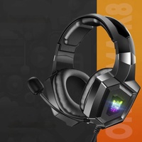 ONIKUMA New K8 Black Over-Ear Gaming Headset with Mic, RGB Illuminated Gaming Headphones for Boyfriend