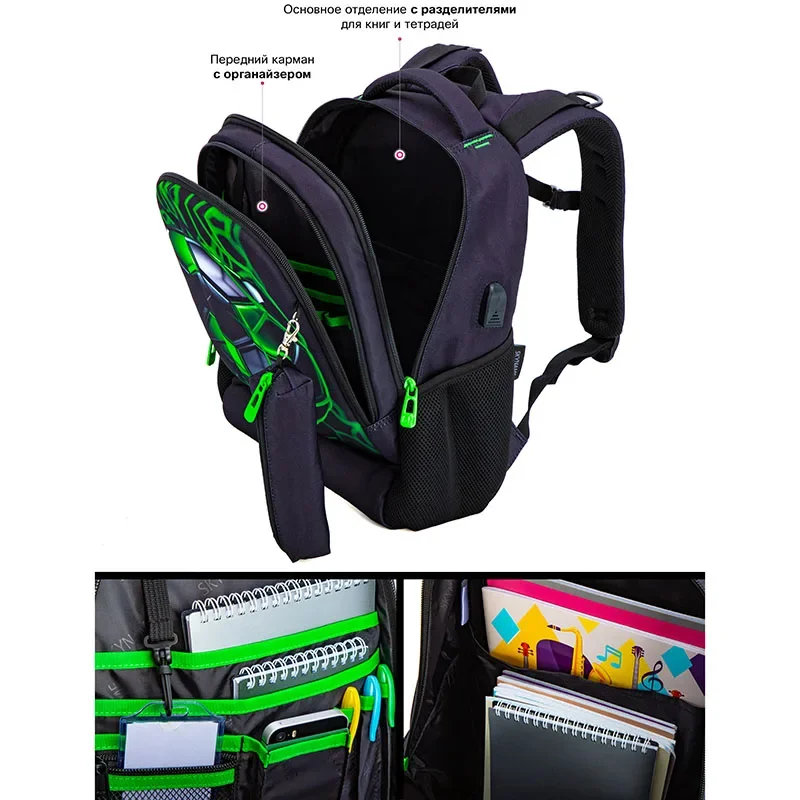 Orthopedic School Bag For Boys 3D Football Backpacks Students USB Charging Multifunctional Bagpack Teenagers Bookbag Mochilas