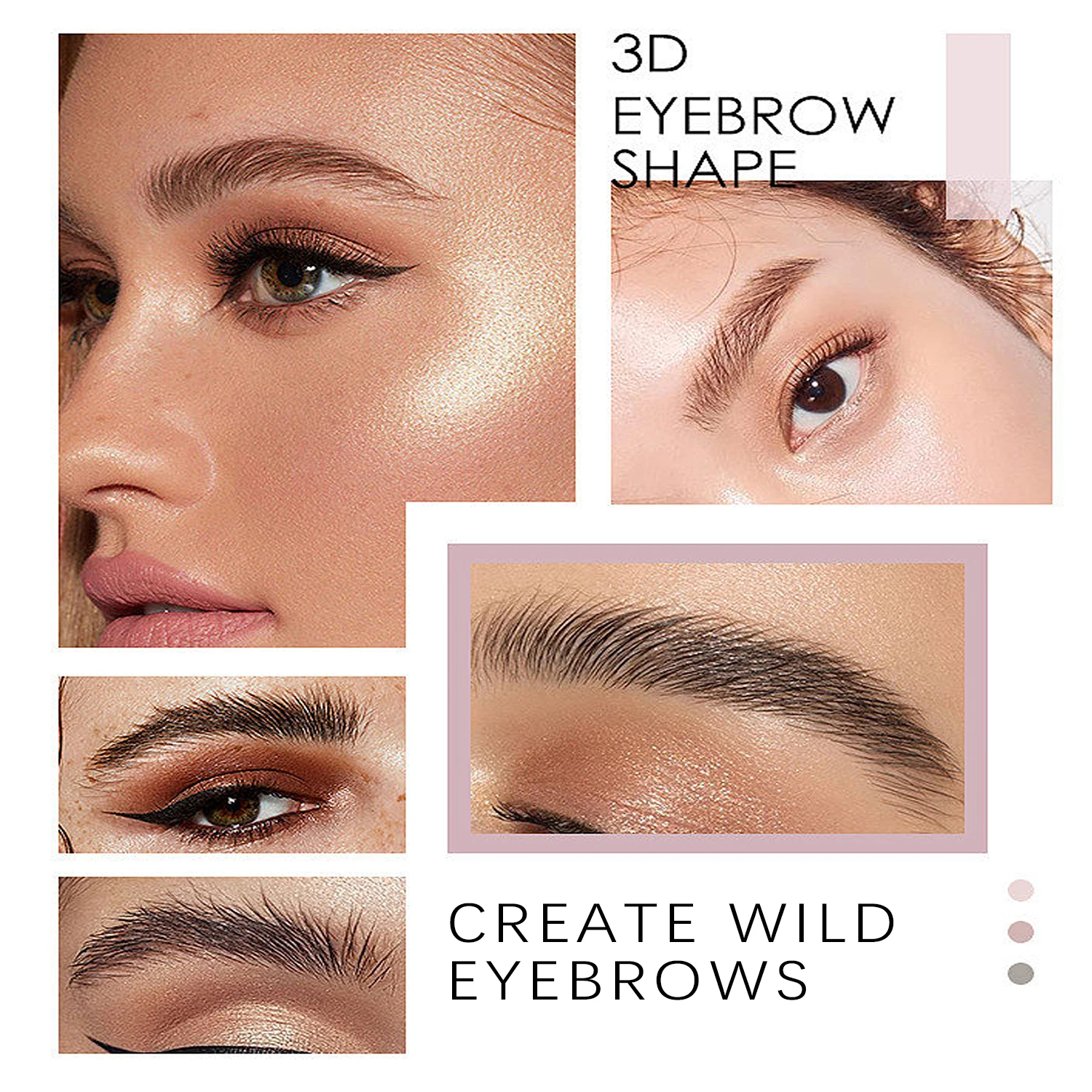 بودرة حواجب بثلاثة ألوان، متعددة الاستخدامات في صندوق واحد، مقاومة للماء، تدوم طويلاً، مكياج سموكي طبيعي، للمبتدئين