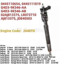 0445110654 G4D3-9K546-AA For Jaguar Land Rover Discovery Sport 2.0D 204DTD Diesel Fuel Injector Nozzle New 0445111019