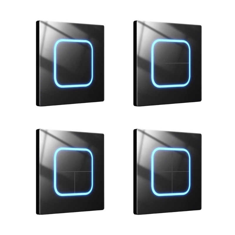 Modern Electrical Light Switches Tempered Glass Panel LED Switches Easy to Use