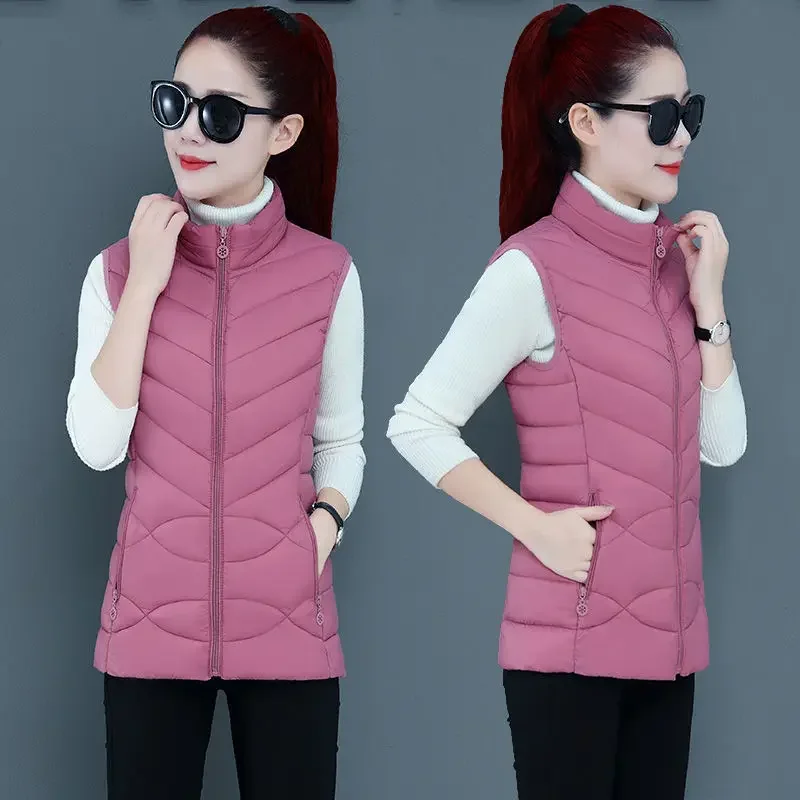 

Jacket Vest down Cotton Vest Women's Short StCollar Light Autumn Winter Horsecloth Coat Chaleco Mujer